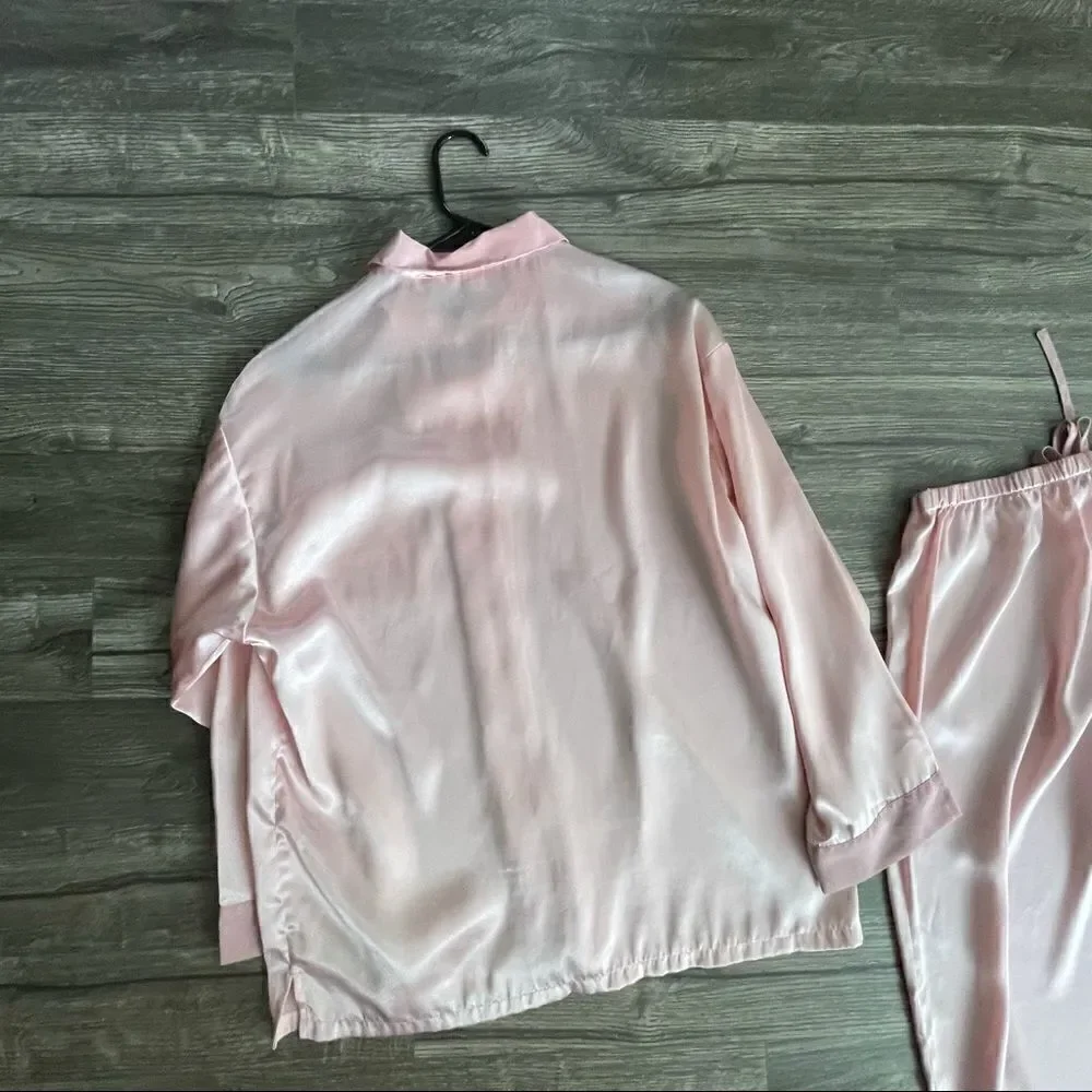 VICTORIA’S SECRET Vintage Light Baby Blush Pink Satin Pajama Pants Set